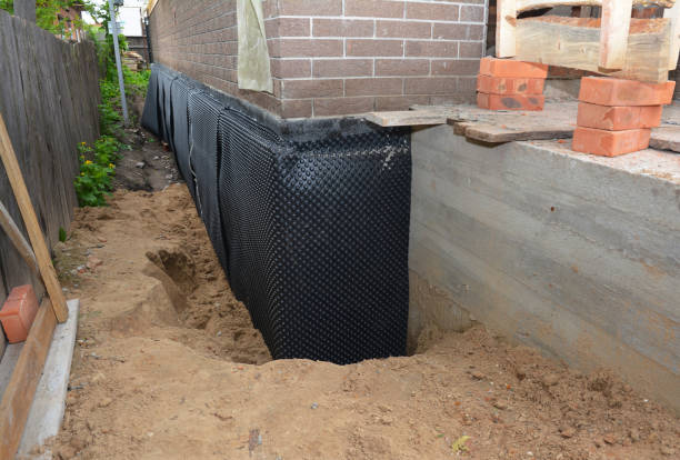 SJ Waterproofing Pros technician performing targeted Wet Basement Repair assessment in Wilkinson, IN